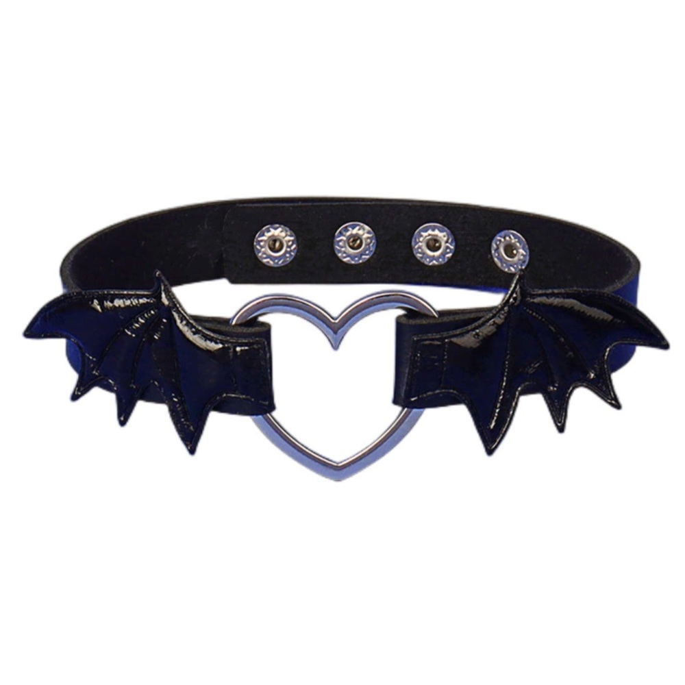 Adorable vegan faux leather Bat wing choker adjustable Festival Rave